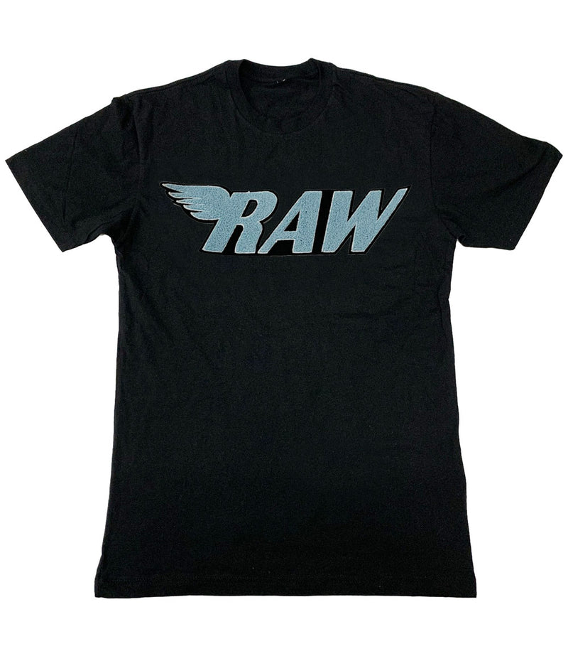RAW Baby Blue Chenille Crew Neck - Black - Rawyalty Clothing