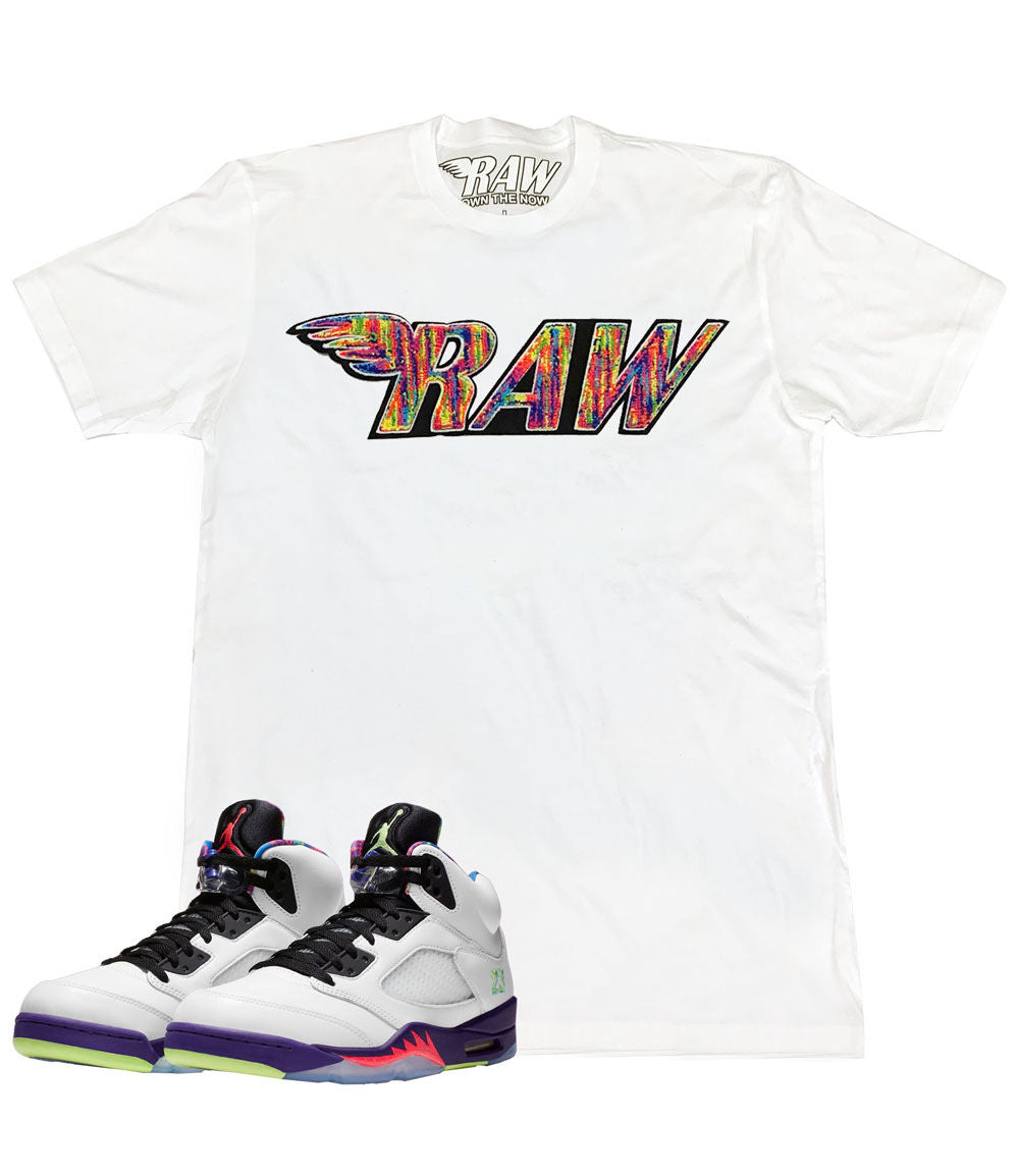 Men RAW Wing Bel Air Chenille Crew Neck - White - Rawyalty Clothing