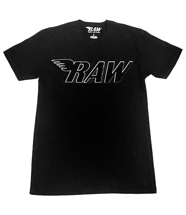 Men RAW Black Chenille Crew Neck - Black - Rawyalty Clothing