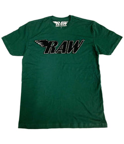 RAW Black Chenille Crew Neck - Forest Green - Rawyalty Clothing