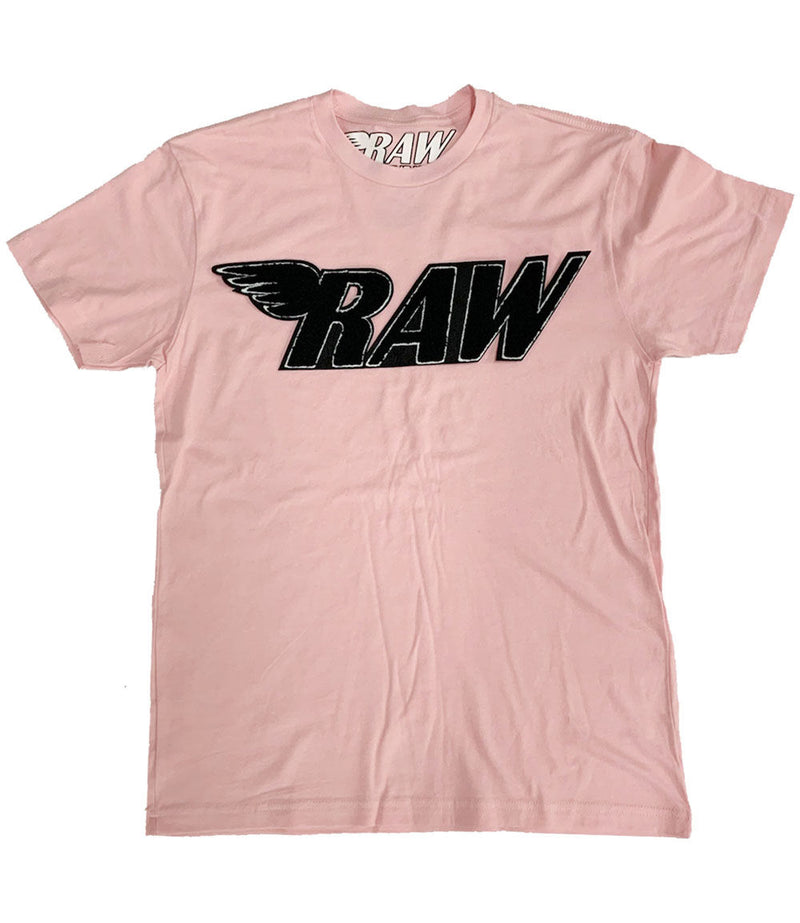 RAW Black Chenille Crew Neck -Light Pink - Rawyalty Clothing