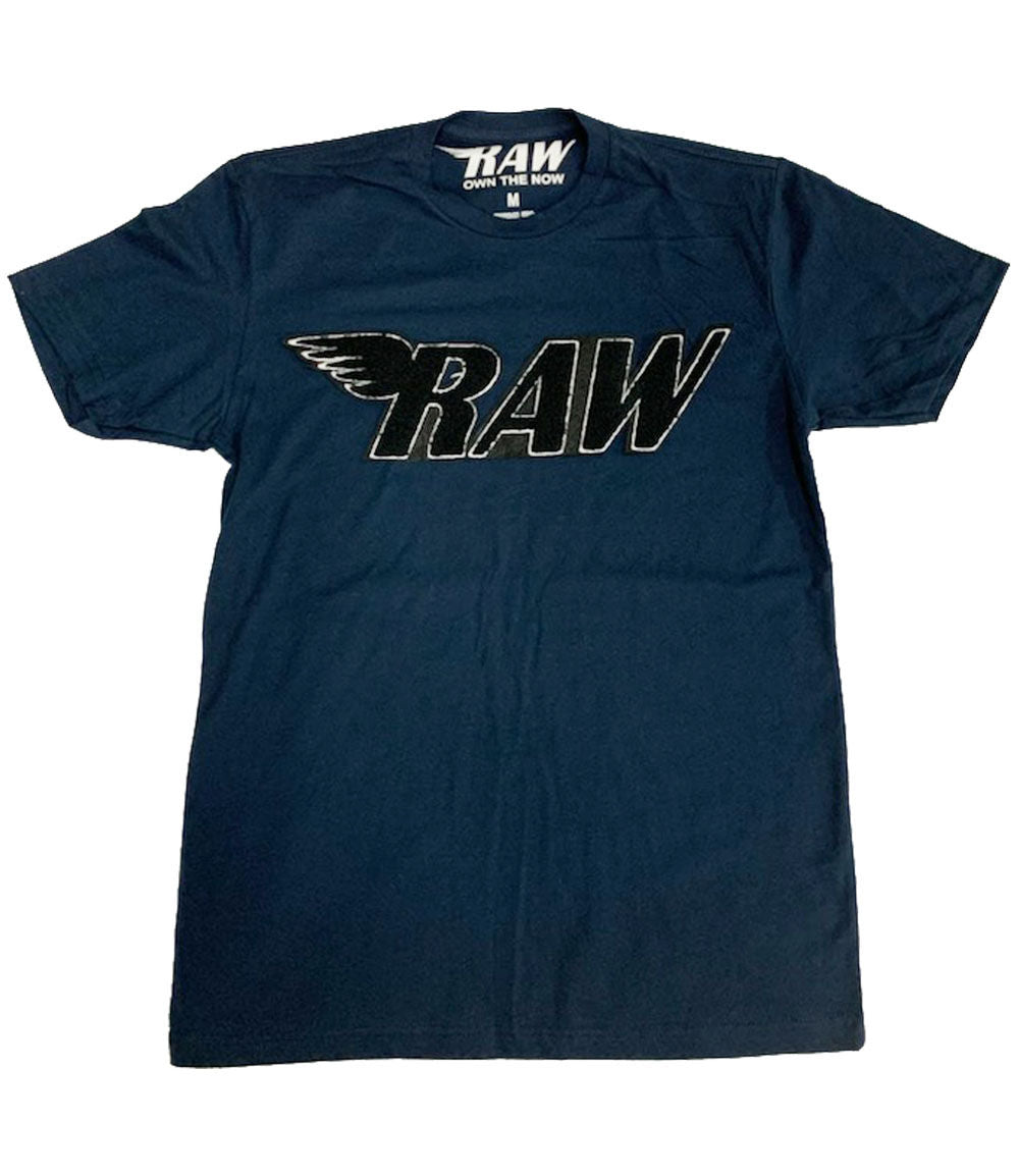 RAW Black Chenille Crew Neck - Navy - Rawyalty Clothing