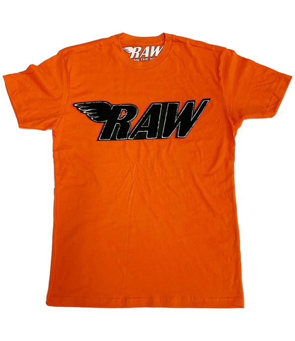 RAW Black Chenille Crew Neck - Orange - Rawyalty Clothing