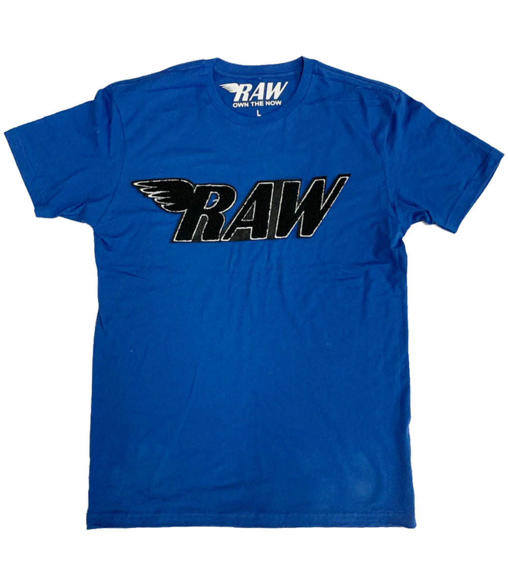 RAW Black Chenille Crew Neck - Royal - Rawyalty Clothing