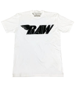 RAW Black Chenille Crew Neck - White - Rawyalty Clothing