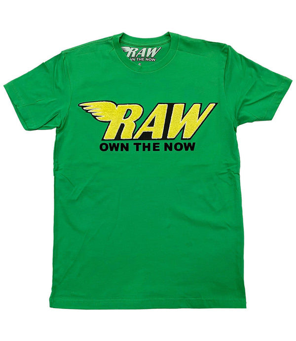 Men RAW Bright Yellow Chenille Crew Neck - Green - Rawyalty Clothing