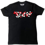 Men RAW Camo Red Chenille Crew Neck - Black - Rawyalty Clothing