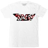 Men RAW Camo Red Chenille Crew Neck - White - Rawyalty Clothing