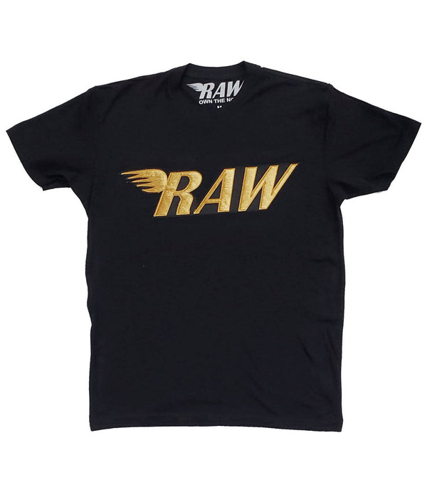 RAW Gold Velvet Crew Neck - Black - Rawyalty Clothing