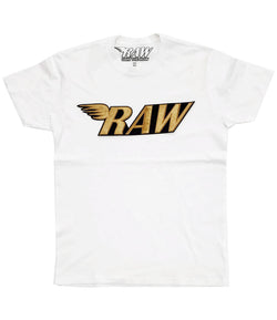 RAW Gold Velvet Crew Neck - White - Rawyalty Clothing