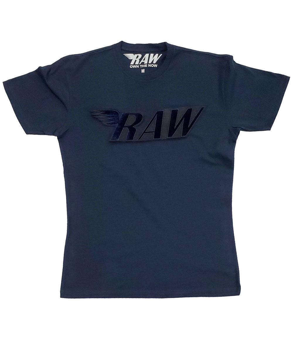 RAW Navy Velvet Crew Neck - Midnight Navy - Rawyalty Clothing