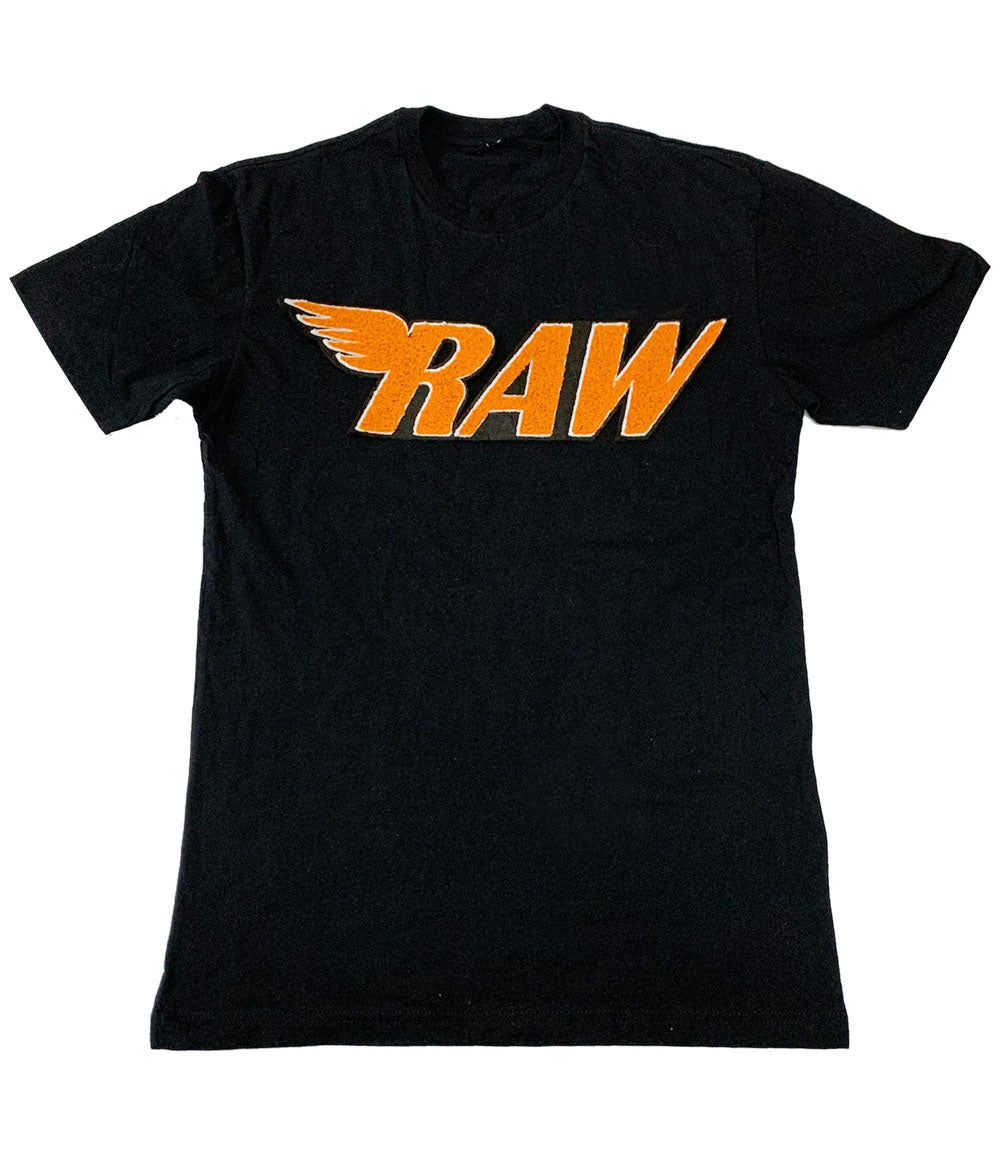 RAW Orange Chenille Crew Neck - Black - Rawyalty Clothing