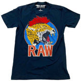 Red Mohawk Tiger Embroidery Patch Crew Neck - Midnight Navy - Rawyalty Clothing