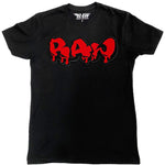Men RAW Drip Red Chenille Crew Neck - Black - Rawyalty Clothing