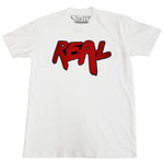 REAL Red Chenille Crew Neck - White - Rawyalty Clothing