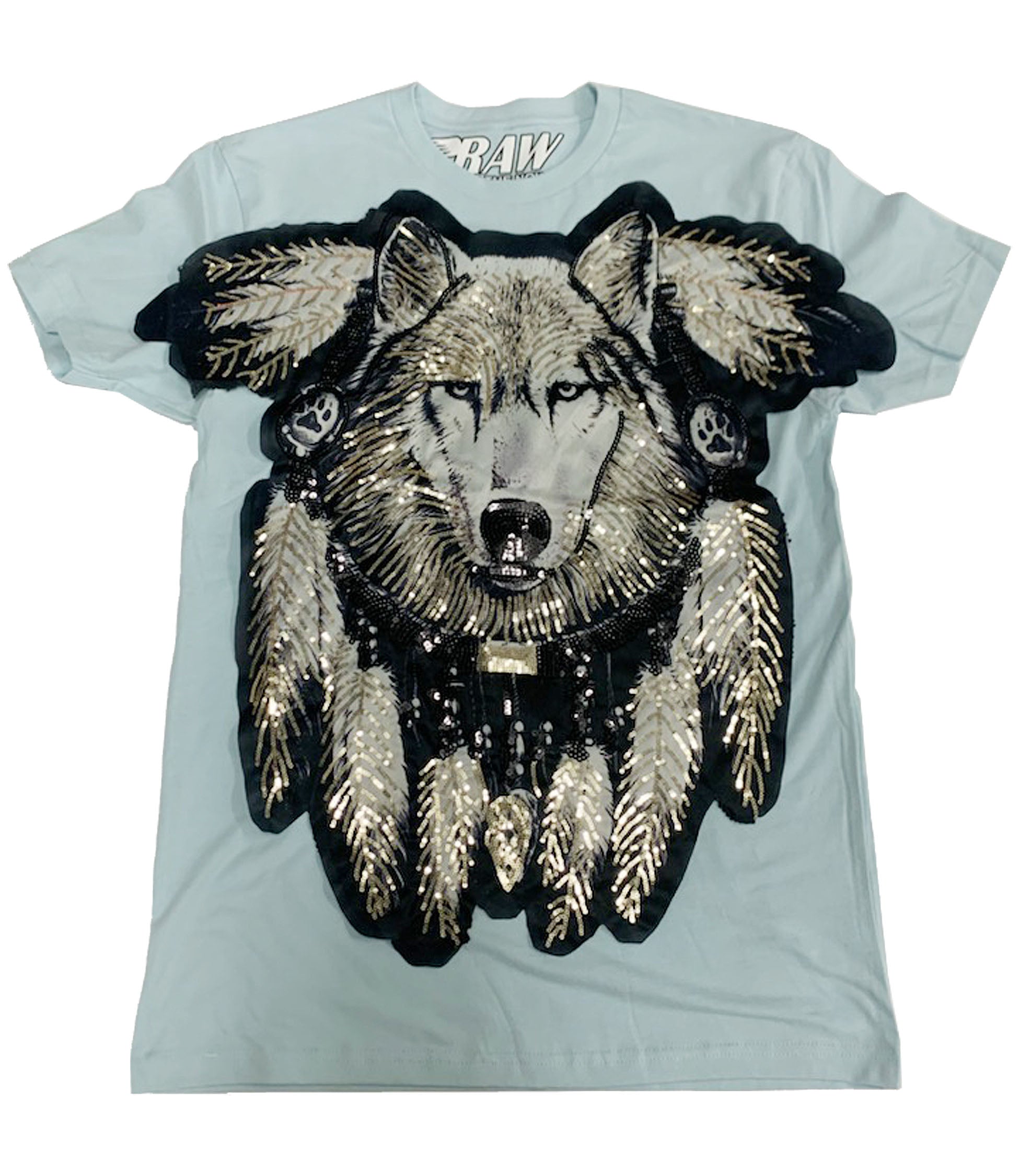 Wolf Hand Made Sequin Crew Neck - Rawyalty Clothing