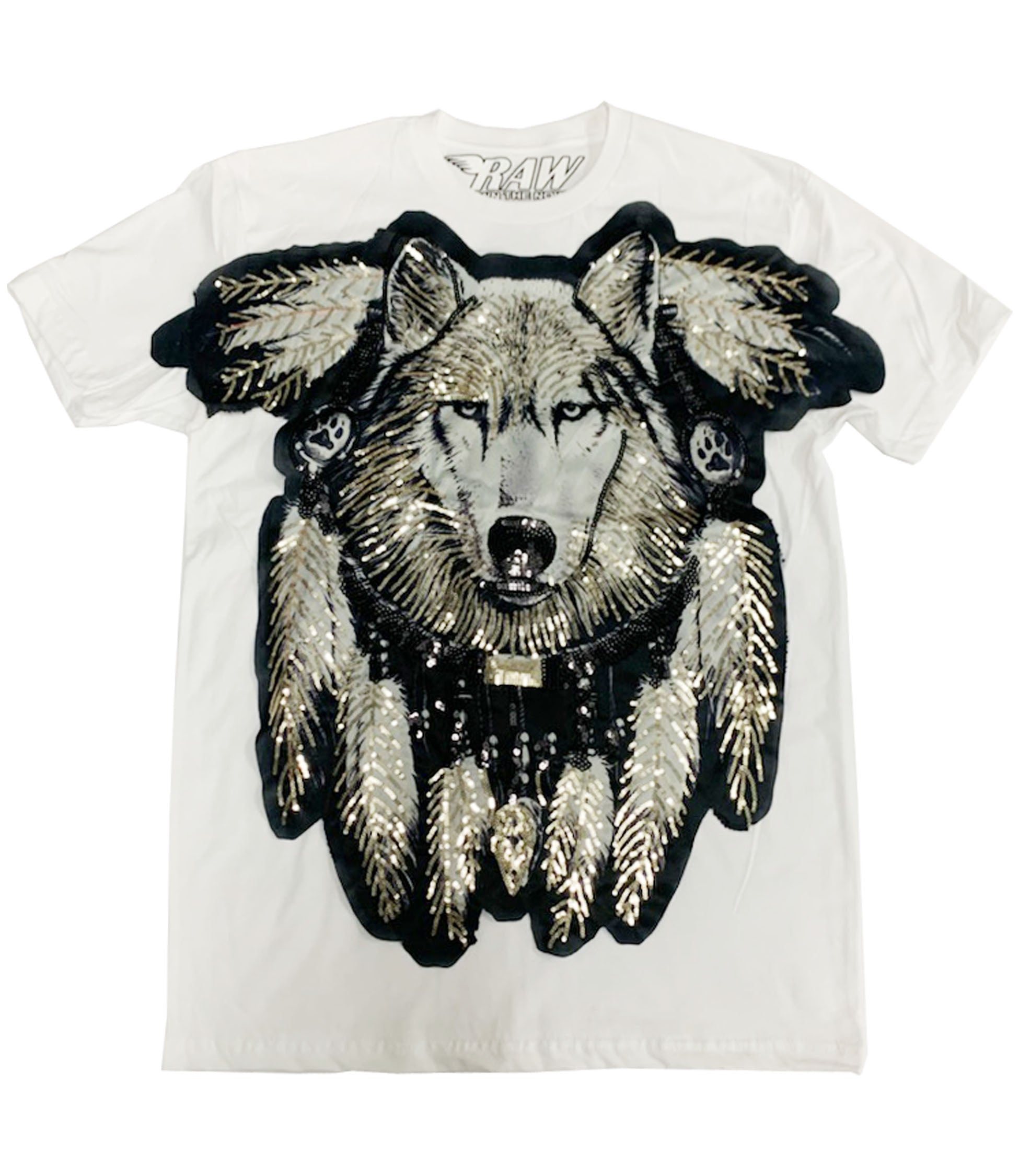 Wolf Hand Made Sequin Crew Neck - Rawyalty Clothing