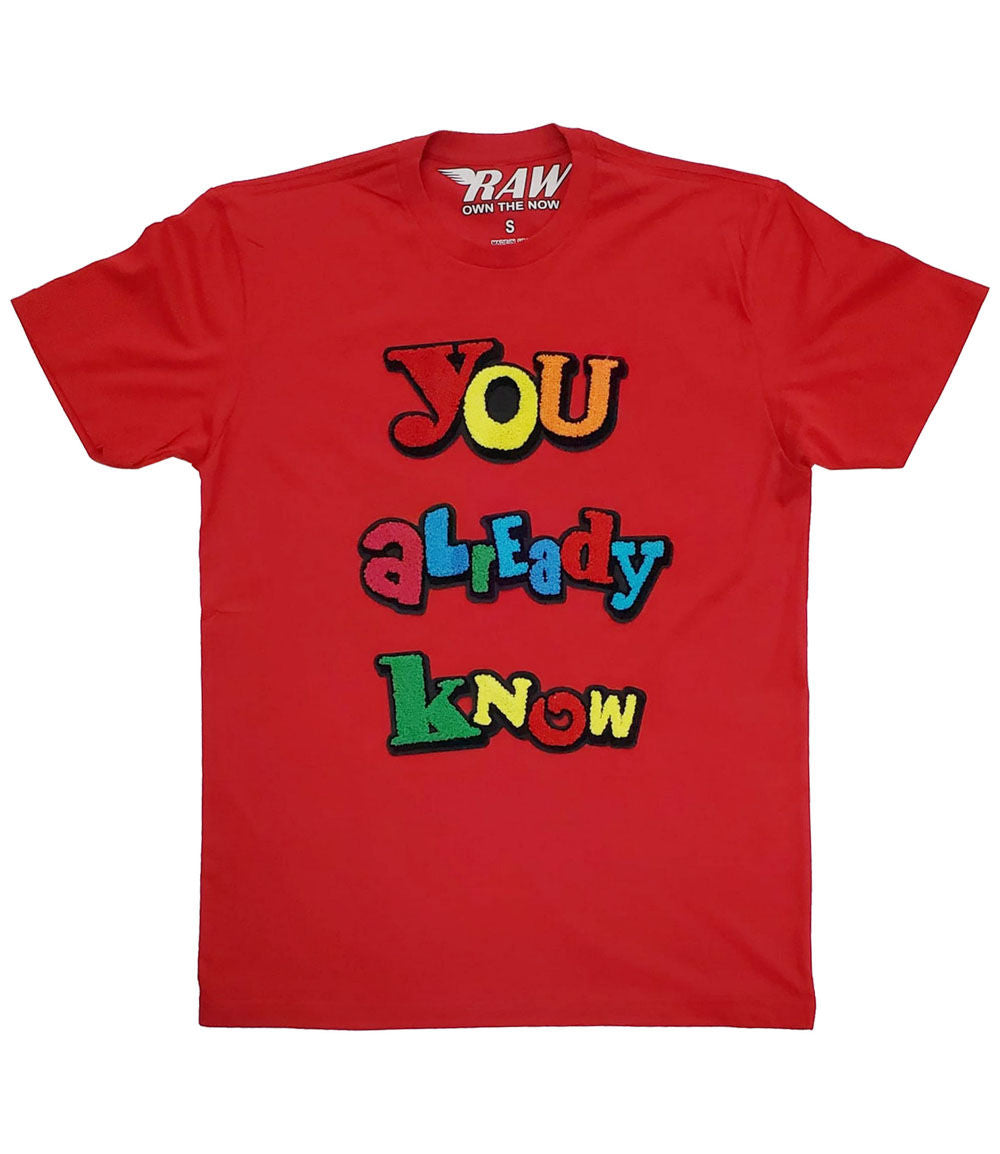 You already know Chenille Crew Neck - Red - Rawyalty Clothing
