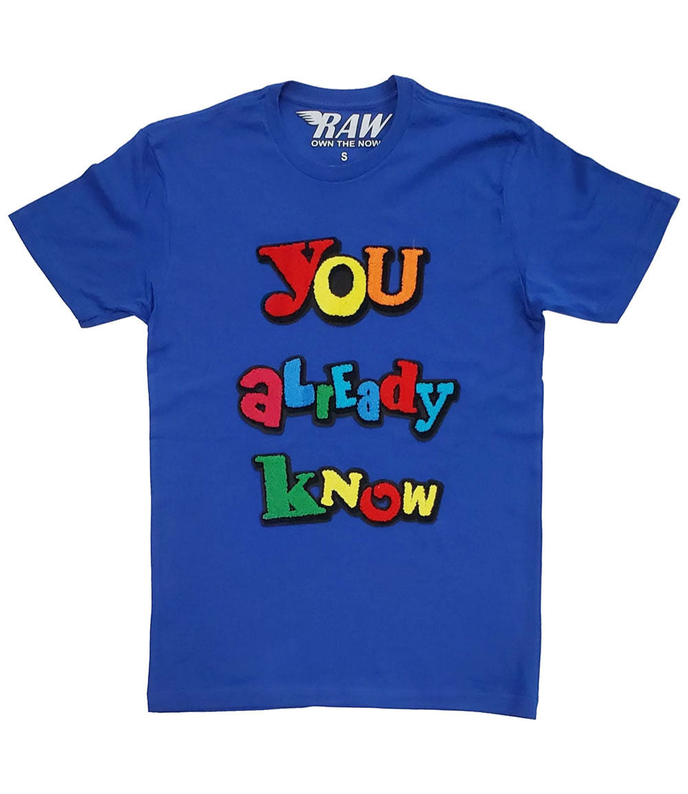 You already know Chenille Crew Neck - Royal - Rawyalty Clothing