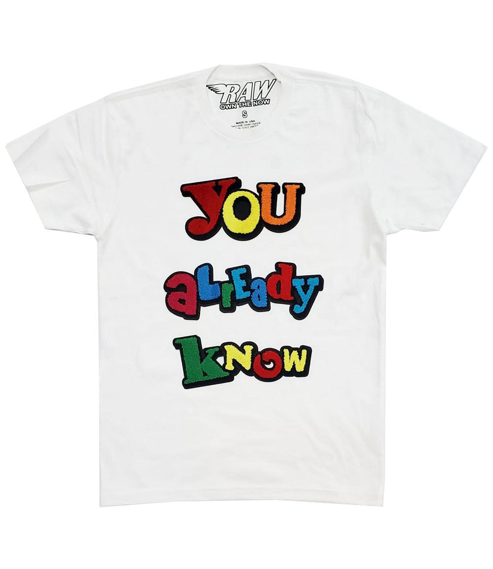 You already know Chenille Crew Neck - White - Rawyalty Clothing