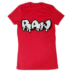 Women RAW Drip White Chenille Crew Neck T-Shirts - Rawyalty Clothing